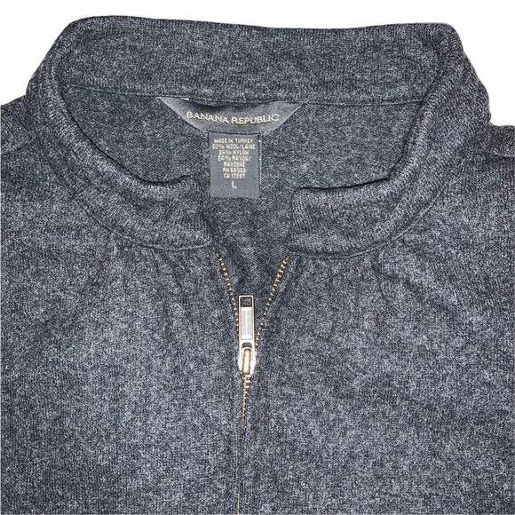 Banana Republic size L dark gray wool blend zip up front long sleeve jacket coat - Picture 4 of 13